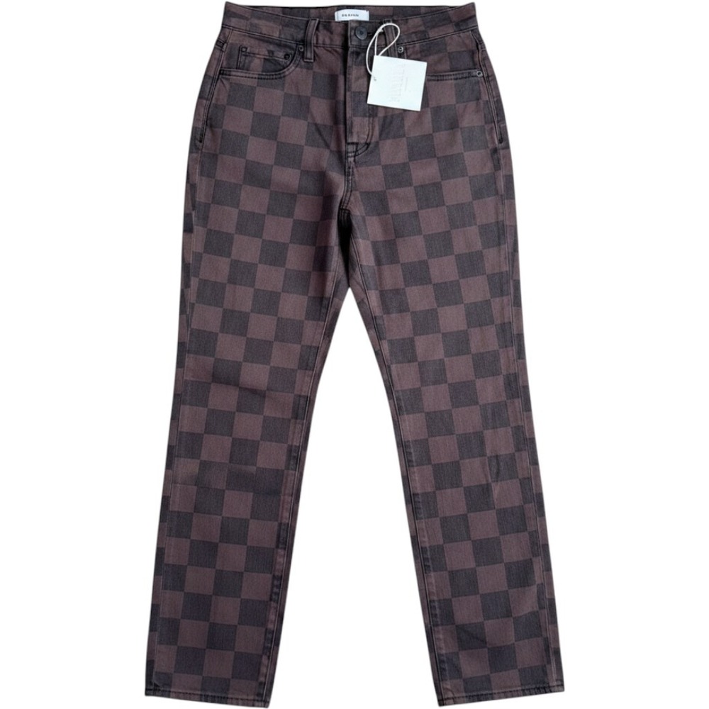 Pistola Arcadian Check High Rise Straight Leg Jeans Brown Black P6883HFI-ACK 25